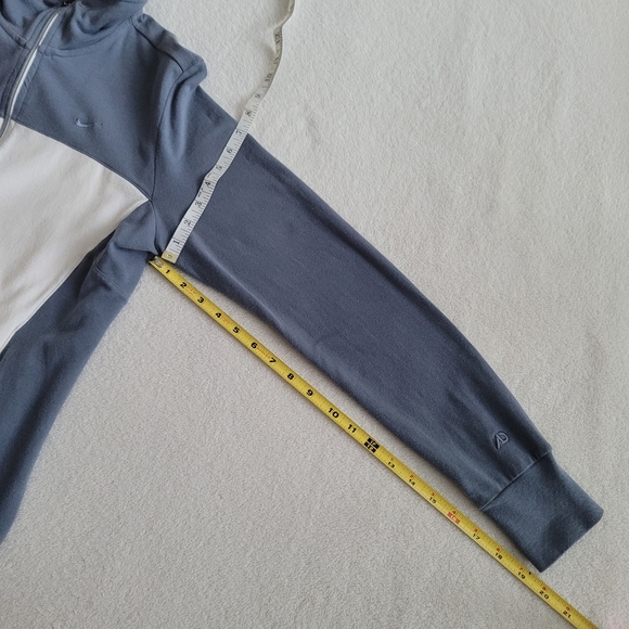 Nike | Athletic Cotton Stretch Full Zip Jacket EUC Blue & Cream Mock Neck XL - Picture 5 of 13